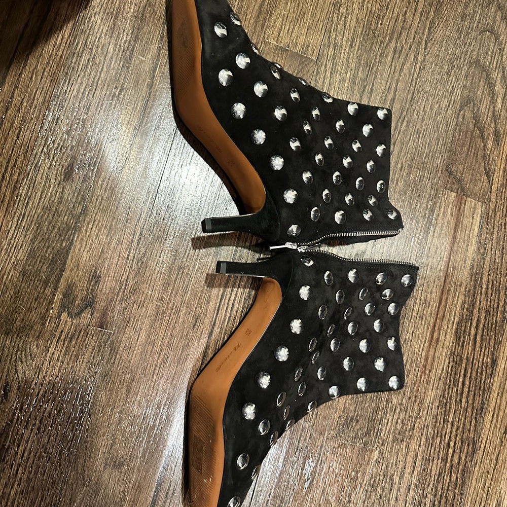 Madewell Black Studded Suede Ankle Booties - Picture 2 of 5